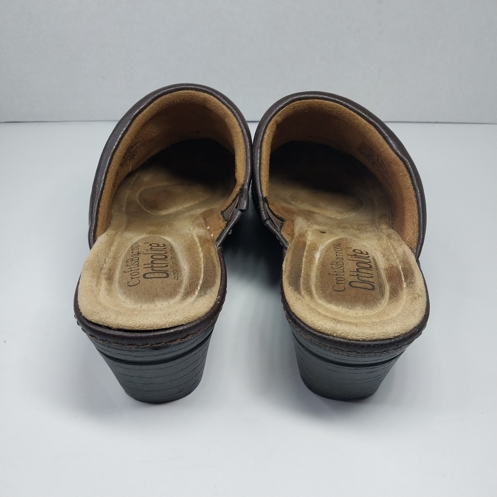 Croft & Barrow Ortholite Damebrown Sz 7 M Faux Leather Brown Slip on Clog Shoes - Picture 5 of 12